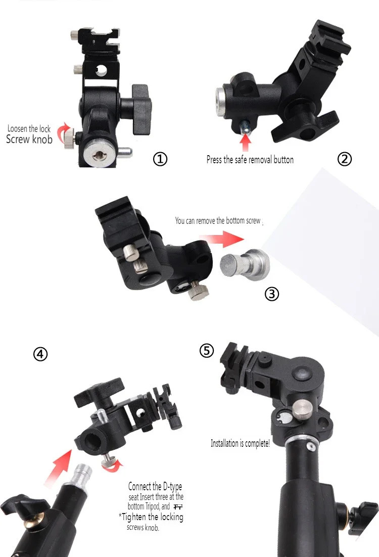 Type D Flash Hot Shoe Umbrella Holder Mount Bracket 1/4 "to 3/8" Screw Adapter for Camera Flash LED light Light stand
