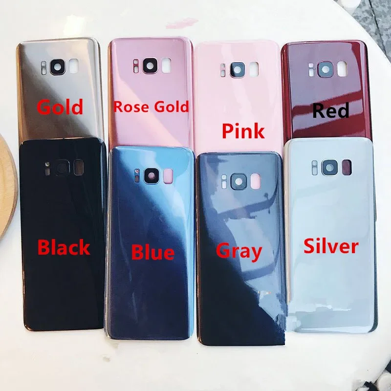 삼성 갤럭시 S8 G950 5.8인치 유리 배터리 백 커버 수리 교체 도어 후면 케이스 + 카메라 렌즈용 S8 하우징