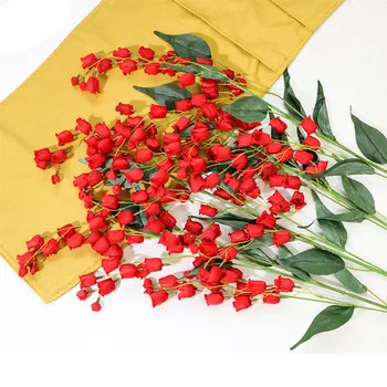 3PCS 100CM Long Lily of The Valley Artificial Flowers White Orchid Wedding Holding Flowers Bouquet Home Garden DIY Wedding Party 6