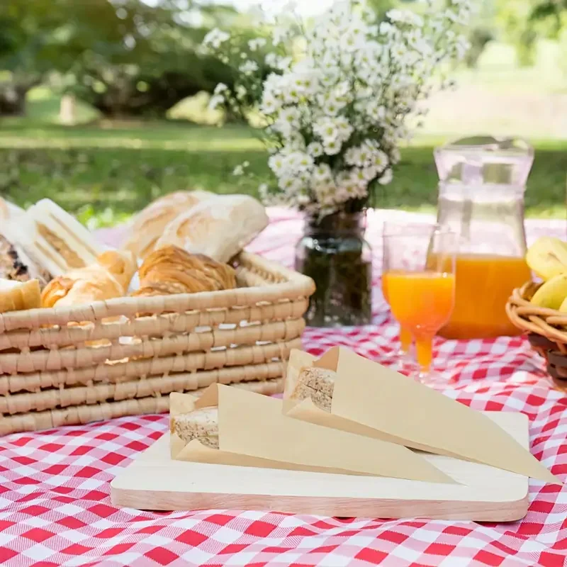 50/100 Pcs Sandwich Wrappers Oil-Proof Bags Party Favor Bag Envelopes Merchandise Bags For Snack Cookie Popcorn Disposable Paper 3