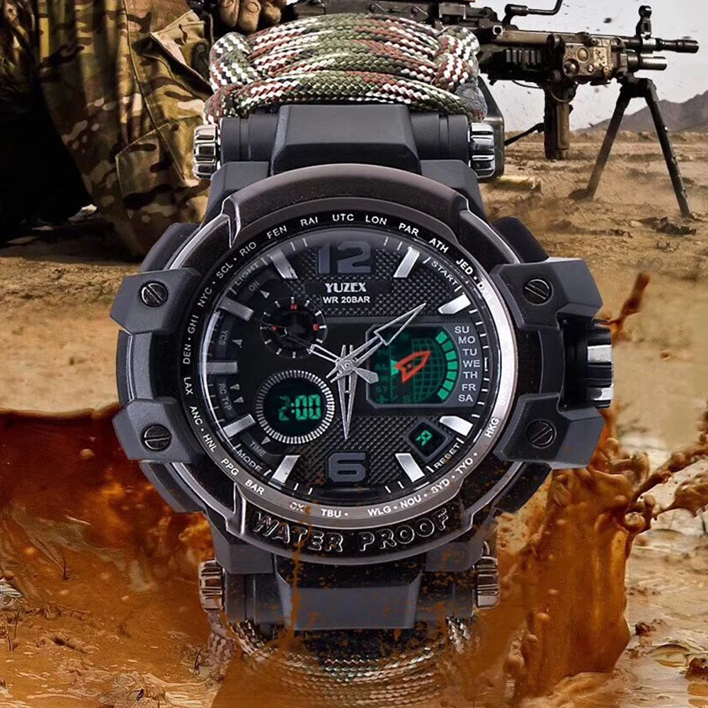 Outdoor Survival Watch Multifunctional Waterproof Military Tactical Paracord Watch Bracelet Camping Hiking Emergency Gear EDC