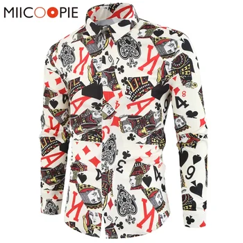 캐주얼 3D 카드 인쇄 셔츠, 남성 패션 디자인, 긴 소매 기본 Camisas Hombre, 럭셔리 파티, 남성 꽃 블라우스 셔츠