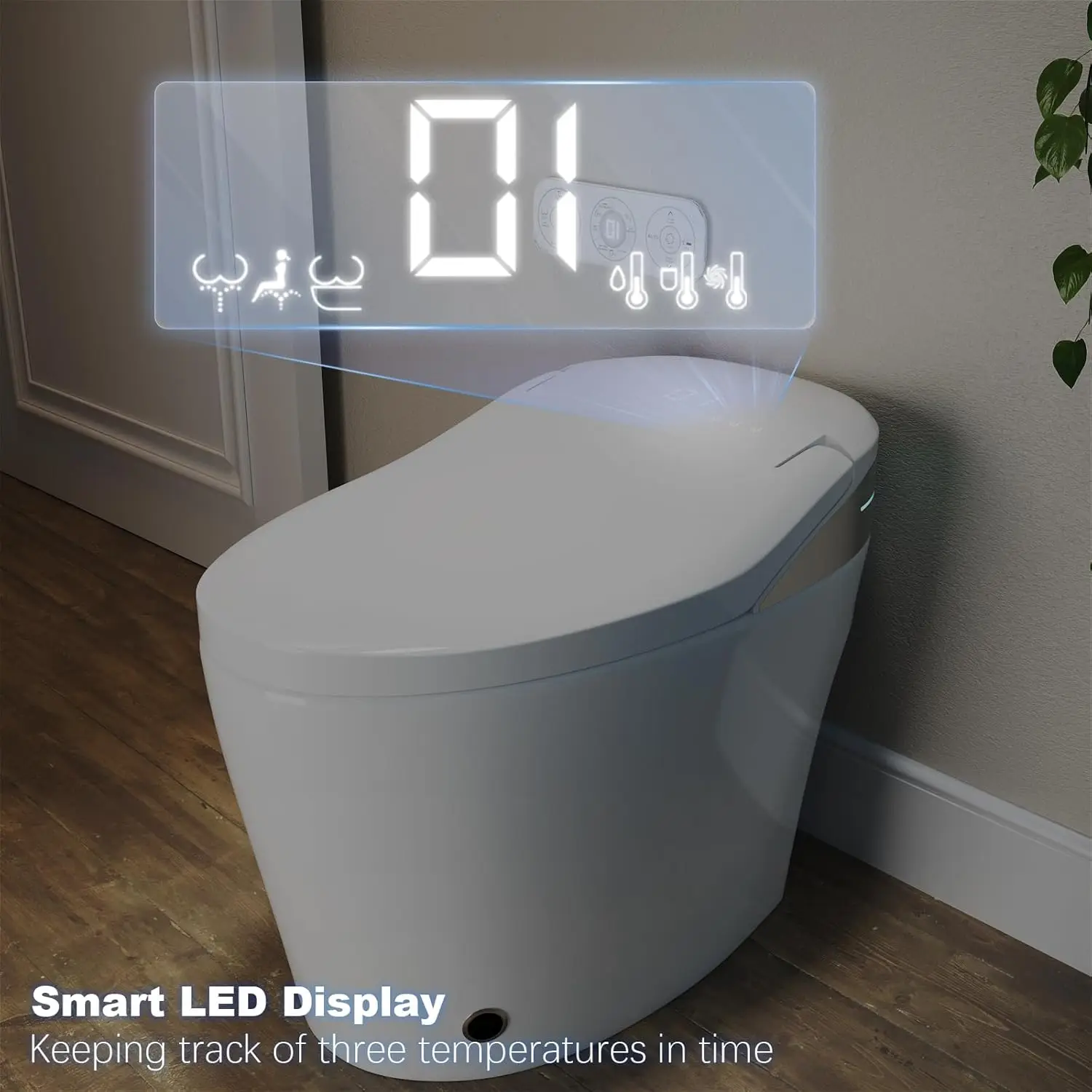 Smart Toilet with Fully Functions,Microwave and Infrared Dual Touch-Free mode for Lid Opening and Closing 6