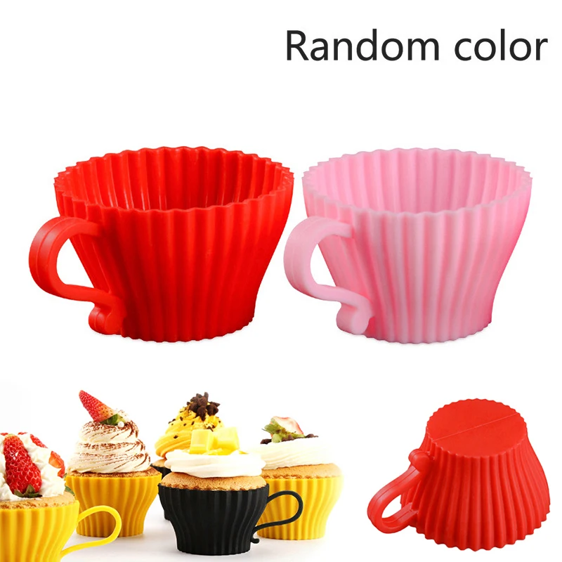 Teacups Set of Silicone Cupcake Baking Molds With 4 Silicone Tea
