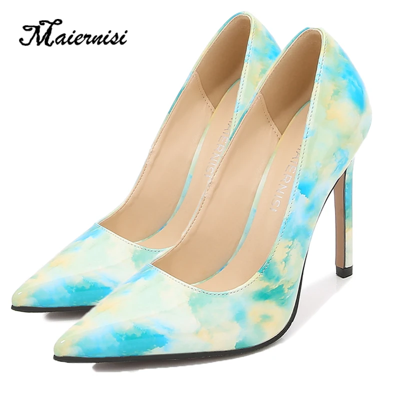 Women High Heel Pumps Colorful Design Ol Party Sexy Fashion Brand Large