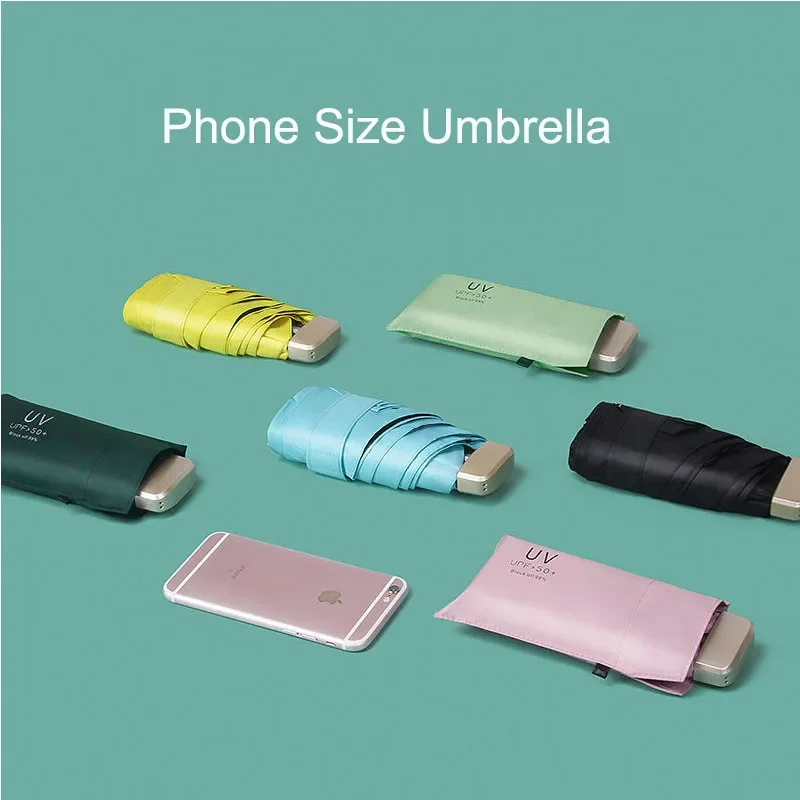 Phone Size Mini Pocket Women's Umbrella Male Man Ultralight Rain Sun Umbrella Girls Anti UV Portable Folding Parasol