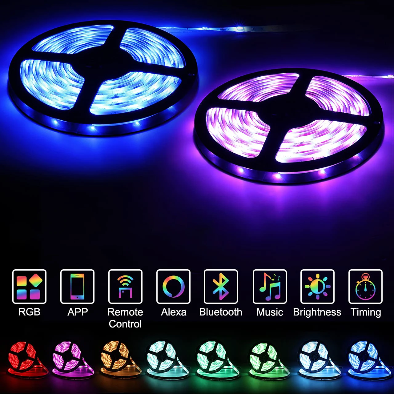 Bluetooth TV LED Backlights Strip Lights 5050 RGB Light Strip Music Sy –