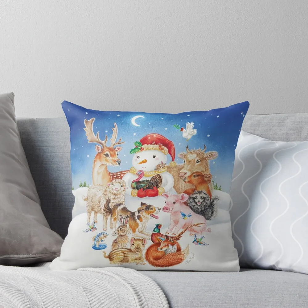 

20 Christmas animals by Maria Tiqwah Throw Pillow Custom Cushion Photo home decor items