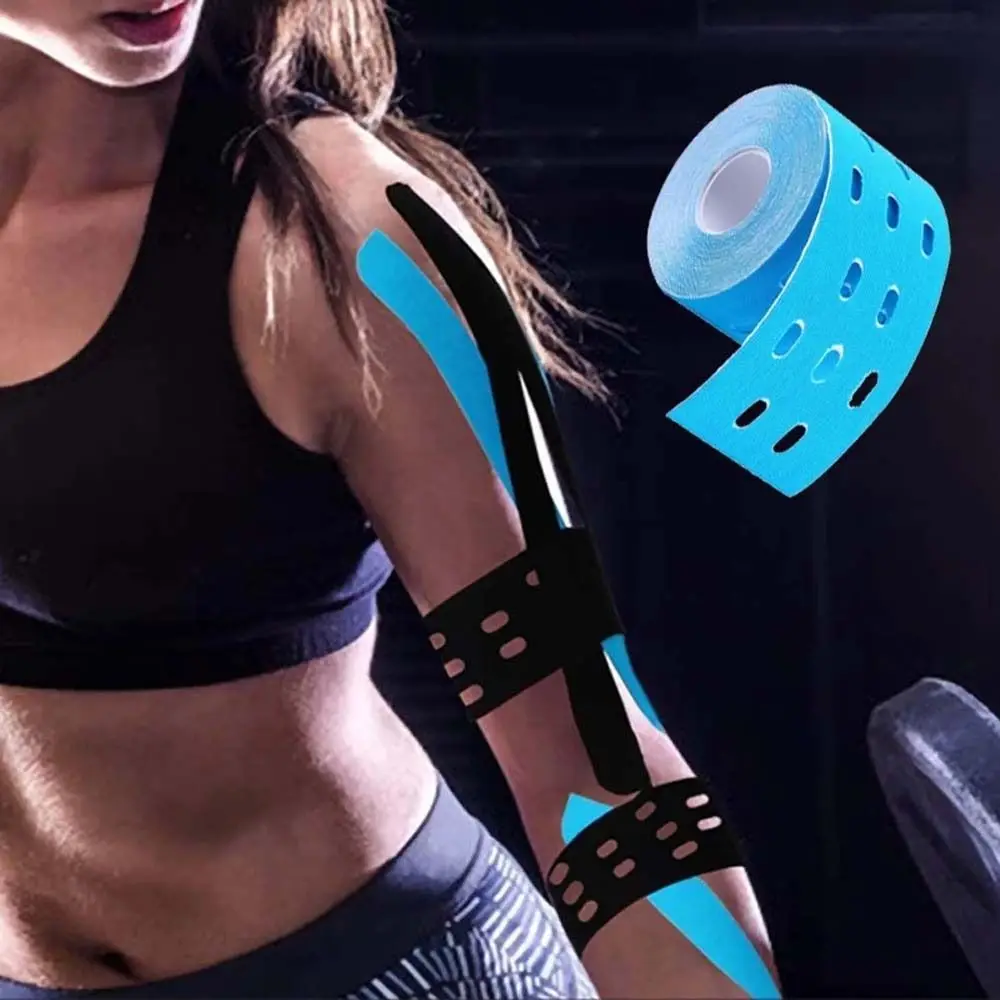 

5m X 5cm Elastic Muscle Tape Sports Acupoint Muscle Knee Pad Self-Adhesive Bandage Currency Perforated Therapeutic Tape Gym