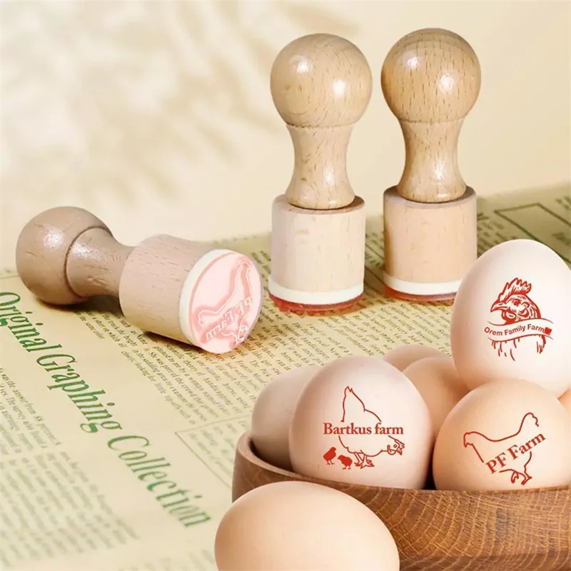 Personalized Farm Fresh Eggs Round Plastic Egg Stamp Set For Crafters & Bakers Perfect Gift For Easter & Holidays