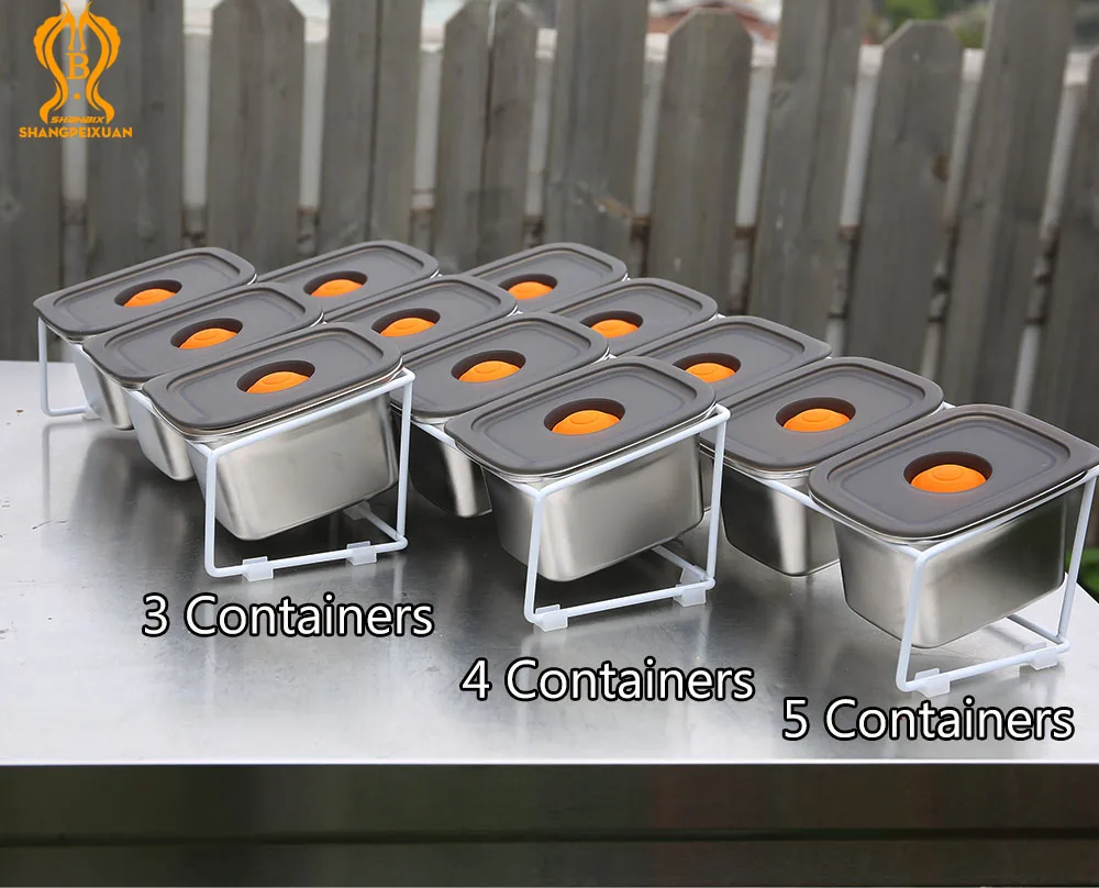 Pizza ingredient container SHANGPEIXUAN seasoning topping station stainless steel for fridge storage
