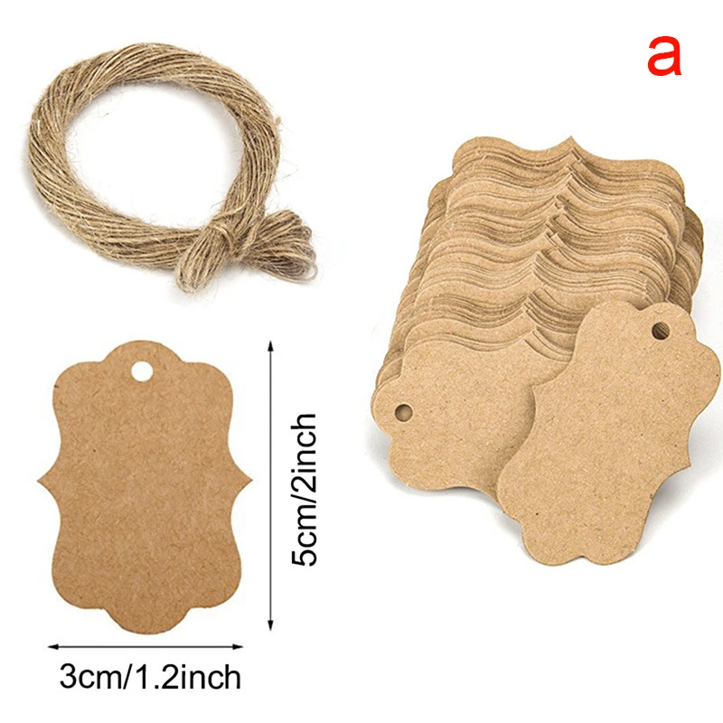 100pcs 5*3cm Packaging Label Brown Kraft /black/white Paper Tags DIY scallop Label Wedding Gift Decorating Tag kraft paper tags,packaging labels
