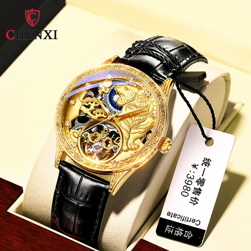 

Luxury Gold Watch Men Wrist Mechanical Fully Automatic Movement Fashion Tourbillon High-end Skeleton Original Waterproof Watches