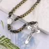 Vintage Alloy Cross Saint Benedict Pendants Exorcist Men's Braided Rope Cold Wind Prayer Bead Necklace Party Jewelry 3