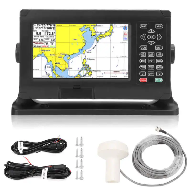 8in Marine Boat GNSS Fish Finder Chart Plotter GPS BDS Navigator Keyed Assist Chartplotter For C-Map &XINUO-MAP