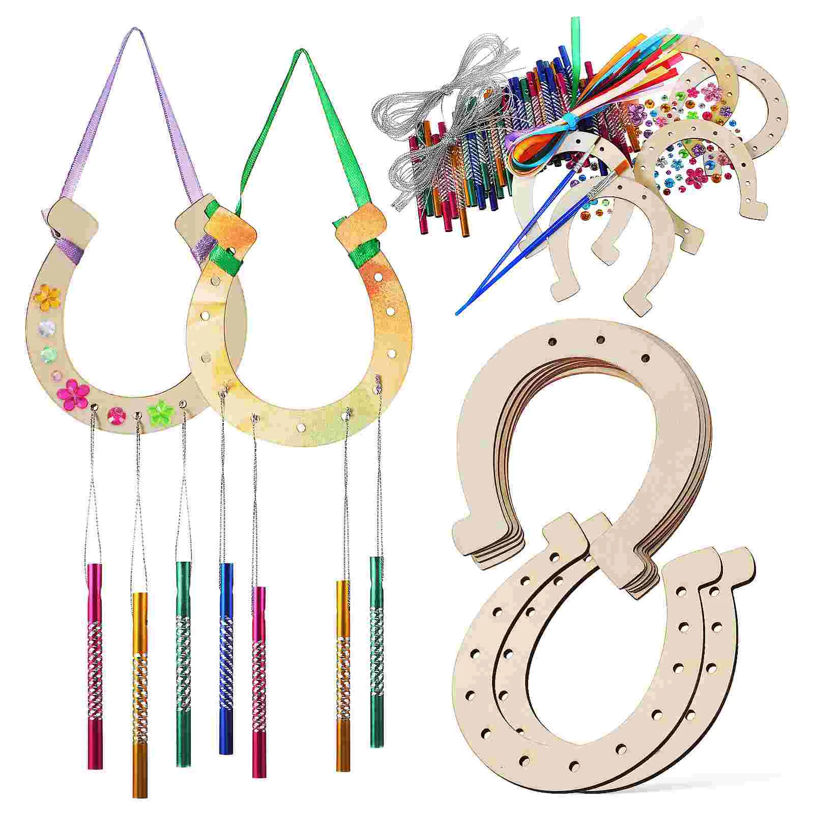 

Wind Chime Kit Diy Wooden Wind Chime Horseshoe Wind Chime Birthday Wedding Decor Birthday Chime Set Crafts Pendant