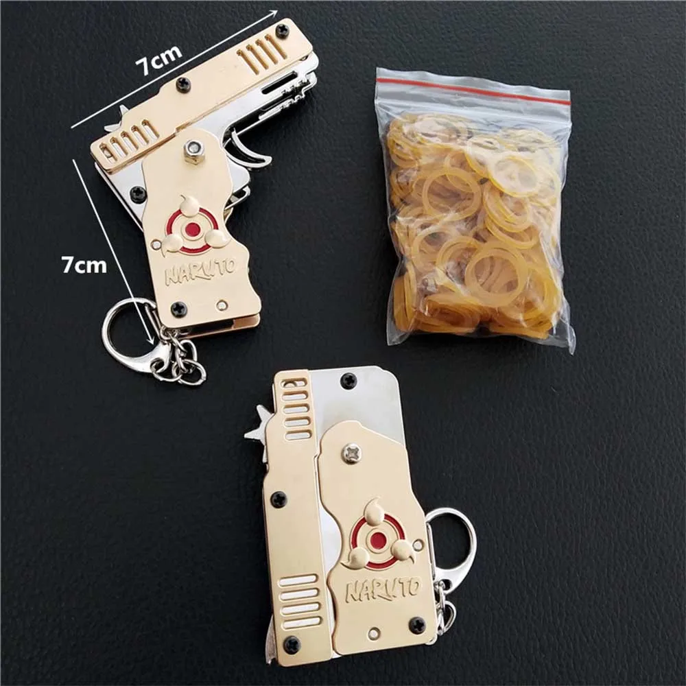 Keychain Rubber Band Toy Guns Folding Metal Gun Gifts Mini Pistol 3