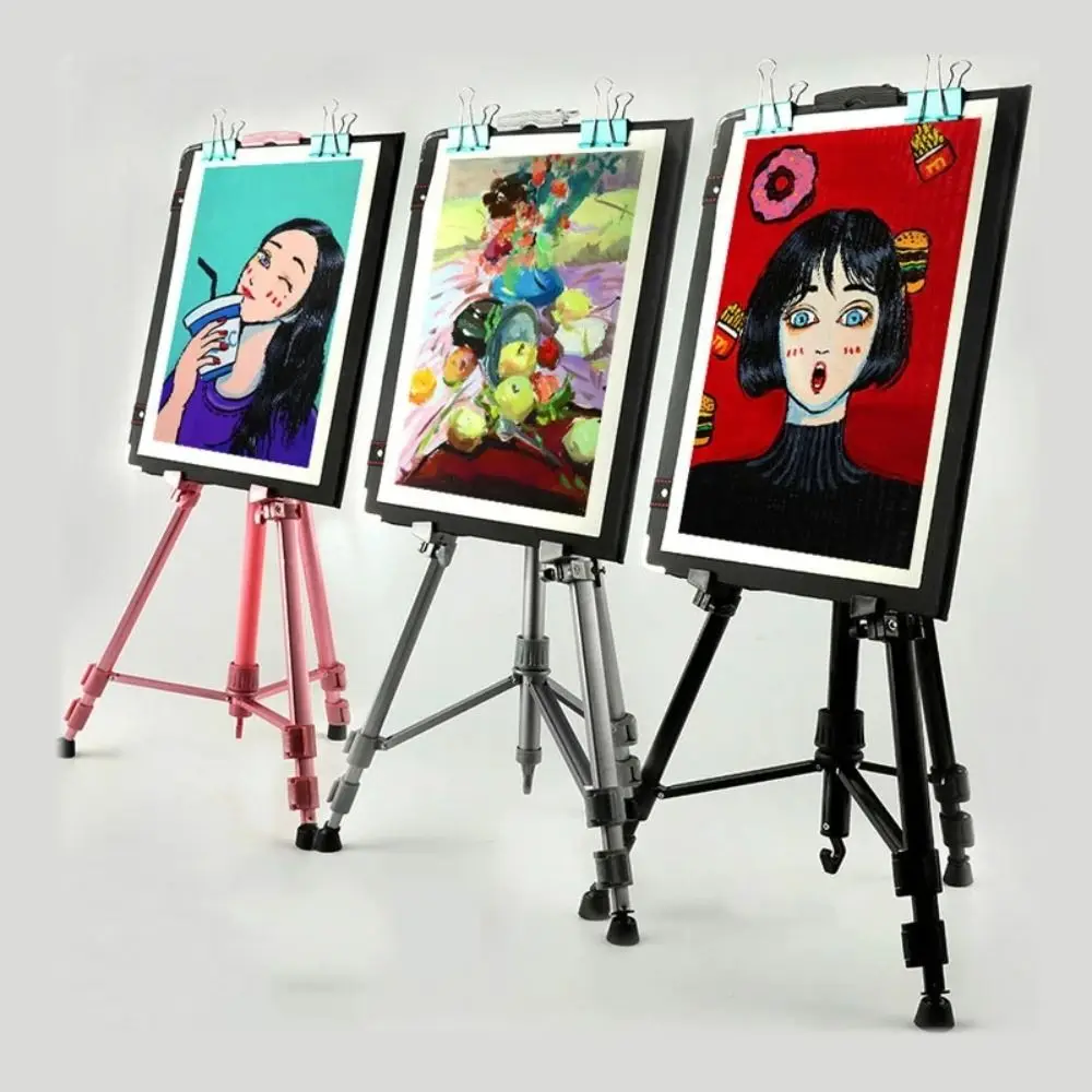 Painting & Sketch Colored Aluminium Easel Telescopic Height Durable Tripod Display Shelf Adjustable Painting Easel Shelf