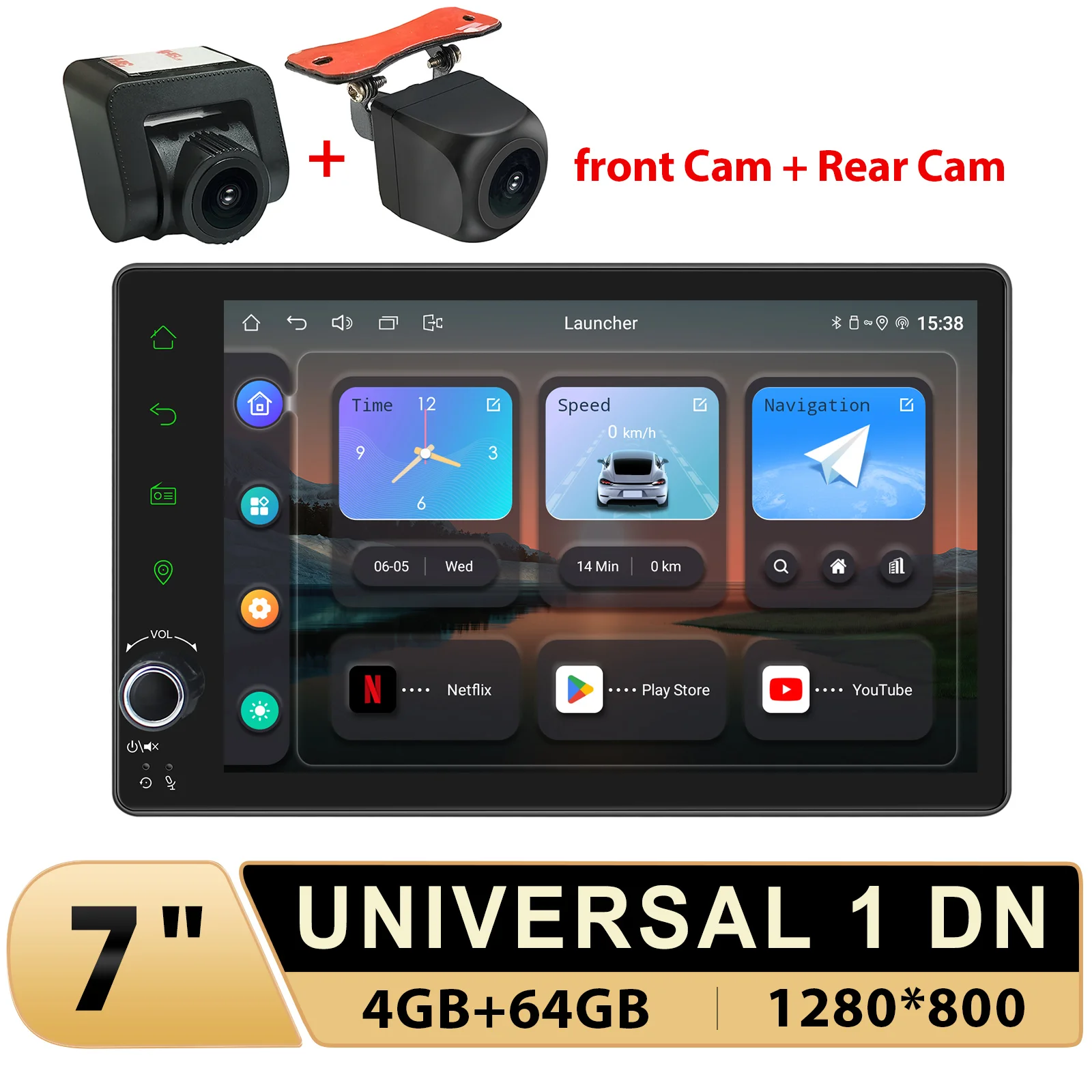 

JOYING 7 inch 1 din Universal Car Navigation System 1280*800 4GB RAM 64GB ROM Android 12.0 Radio Stereo Android Auto Carplay RDS