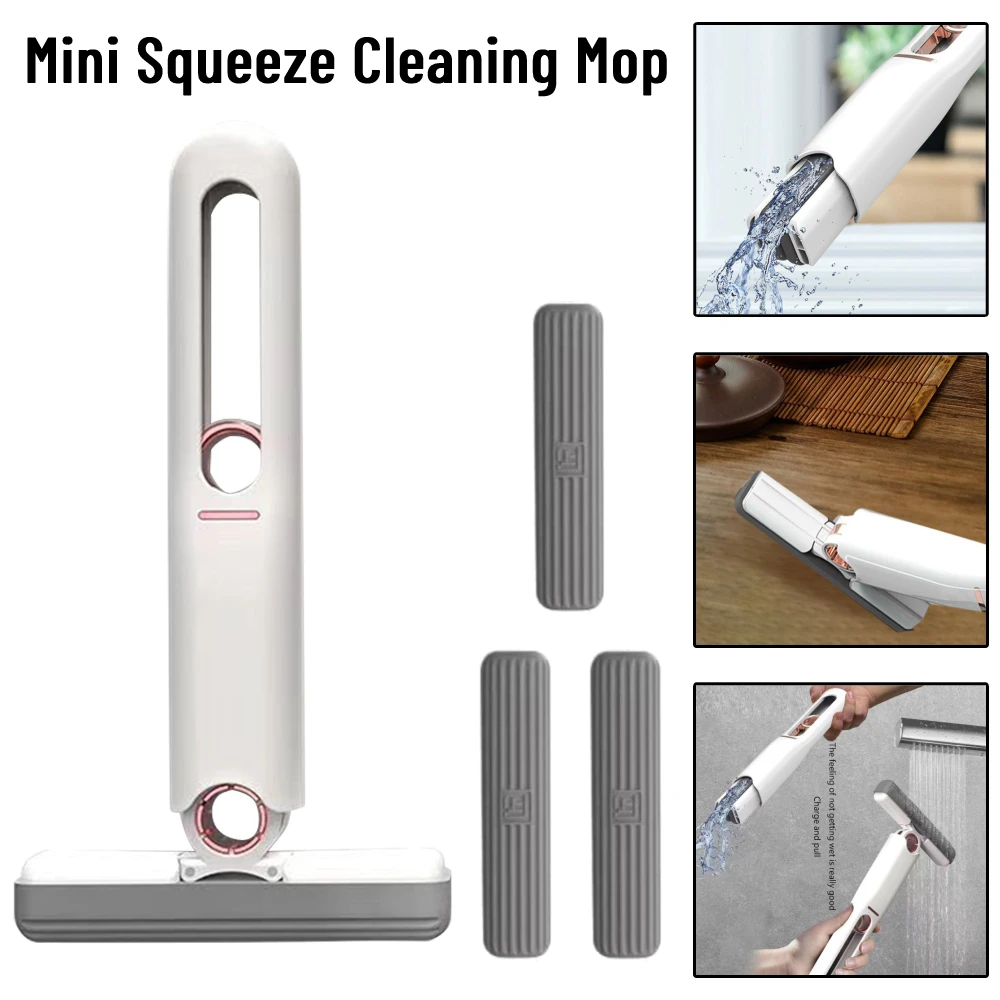Portable Mini Squeeze Mop Floor Desktop Car Tea Table Glass Hand Free
