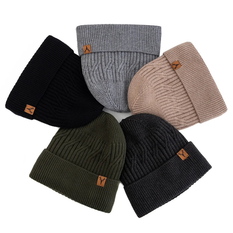 New Style Unisex Winter Hat Plush Fur Lining Warm Cap Stylish Soft Beanie Hat For Men Women Outdoor Ski Sports Knitted Hat