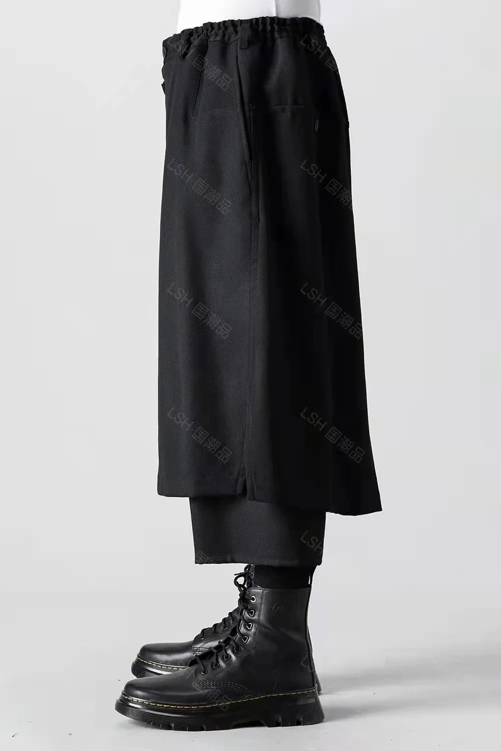 27-46 Men Women's Clothing Yamamoto Yoshi Style Dresses Woolen Double Layer Skirt Pants Culottes Plus Size Costumes
