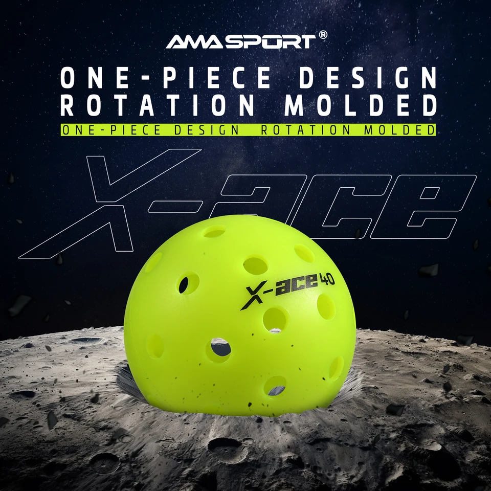 AMA Sport X-ACE Pickleballs 40 Hole Durable Outdoor Pickleball