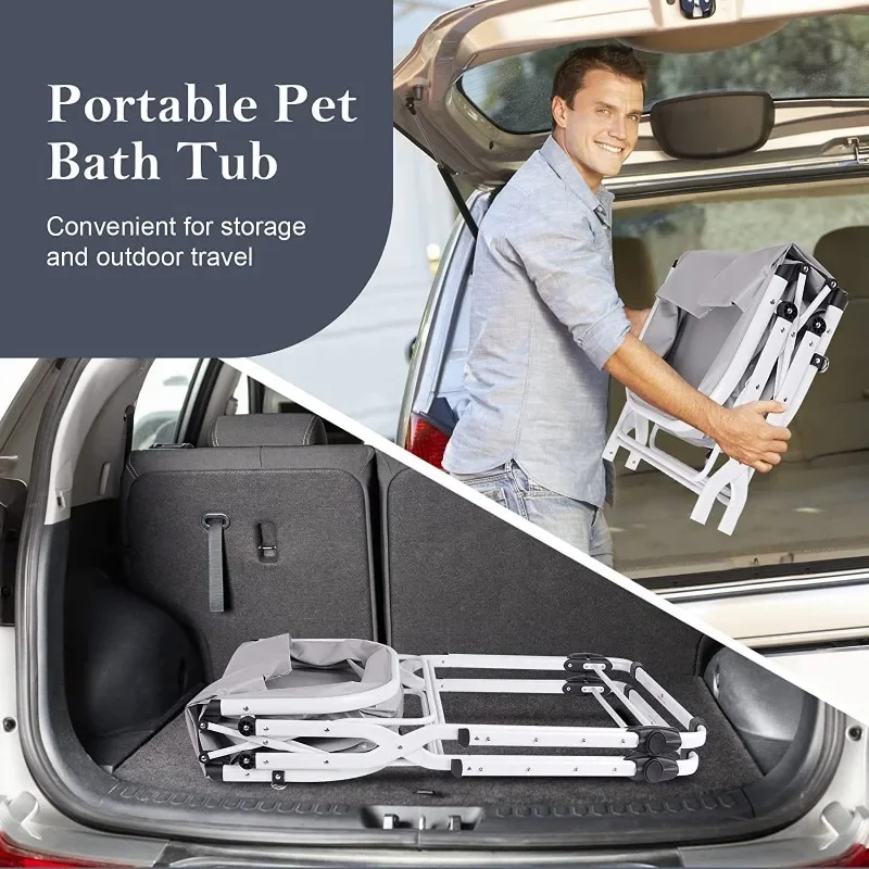 Portable Pet Bath Tub with Adjustable Height and Foldable Portable Universal Bath Tub for Cats and Dogs