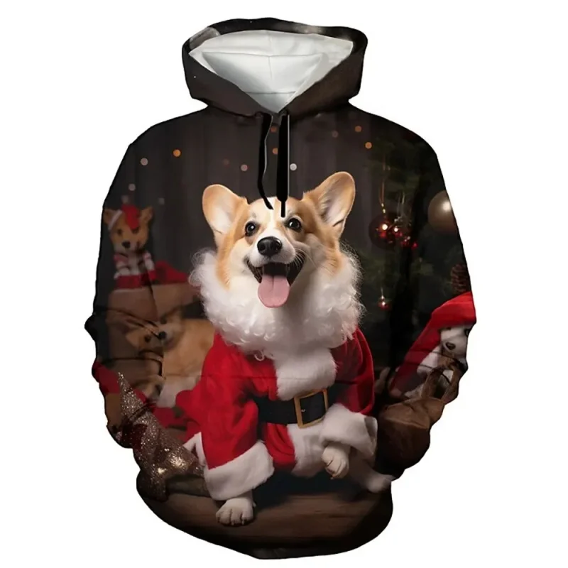 thumbnail image 1 of Sudadera con capucha navideña para hombre, sudadera con estampado 3D de animales, sudadera de manga larga, sudaderas casuales de gran tamaño para hombre, sudaderas con capucha, ropa, 1 of 5