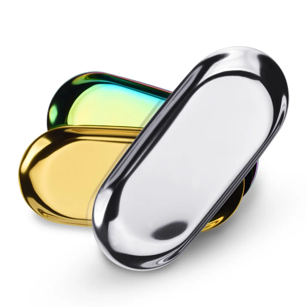 

3 colors Golden Silver Stainless Steel Tray Surgical Medical Disinfection Plate For Eyebrow Lips Tattoo Sterilization Tools 1pc