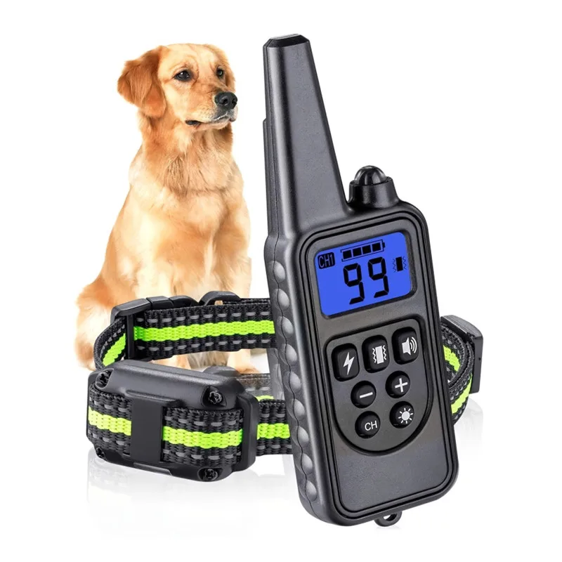 Pet Dog Training Collar 800m LCD With Remote Dog Bark Stopper Waterproof