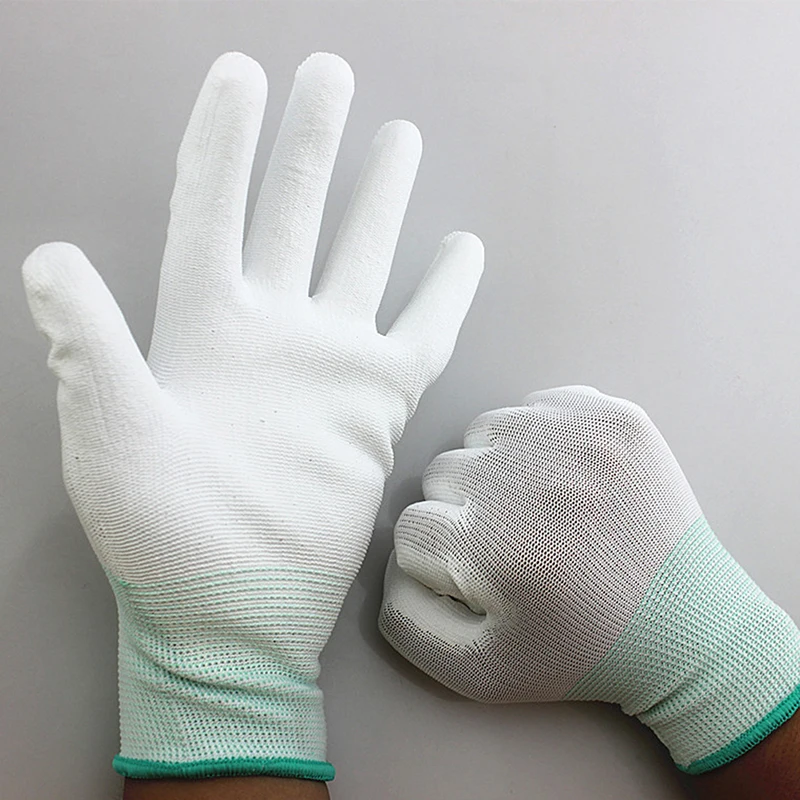 Antistatic Gloves 1pair Anti Static ESD Electronic Working Gloves Pu Coated Palm Coated Finger PC Antiskid For Finger Protection antistatic gloves