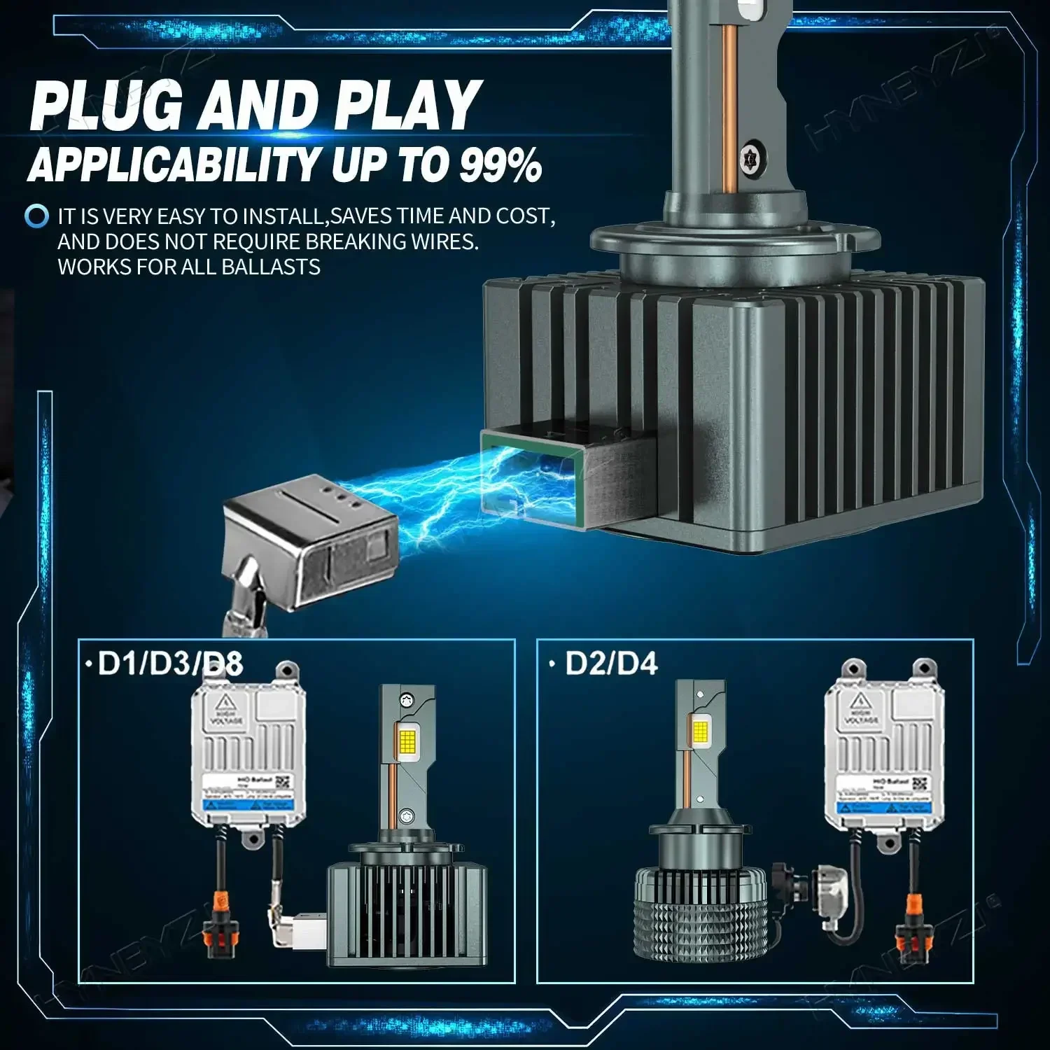 2개입 D1S D3S LED 헤드라이트 HID 1:1 D1R D3R 12V 24V 캔버스 LED 제논 전구 D4S D2S D2R D4R D5 자동차 라이트 CSP 칩 6000K 플러그 앤 플레이