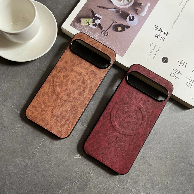 Magnetic Leopard Floral Leather Shockproof Case with Mag-safe PU Shell