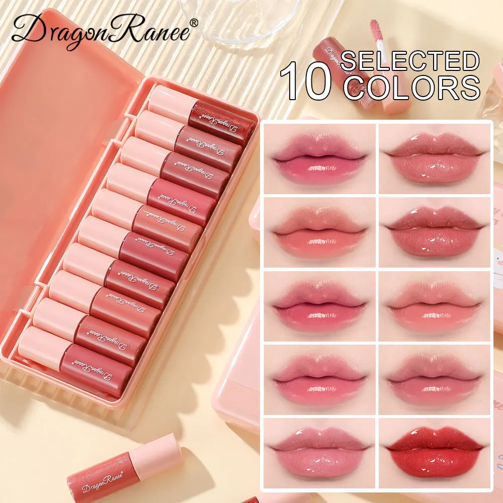 Mini 10 Colors Cartoon Moisturizing Lip Glaze Set Box Waterproof