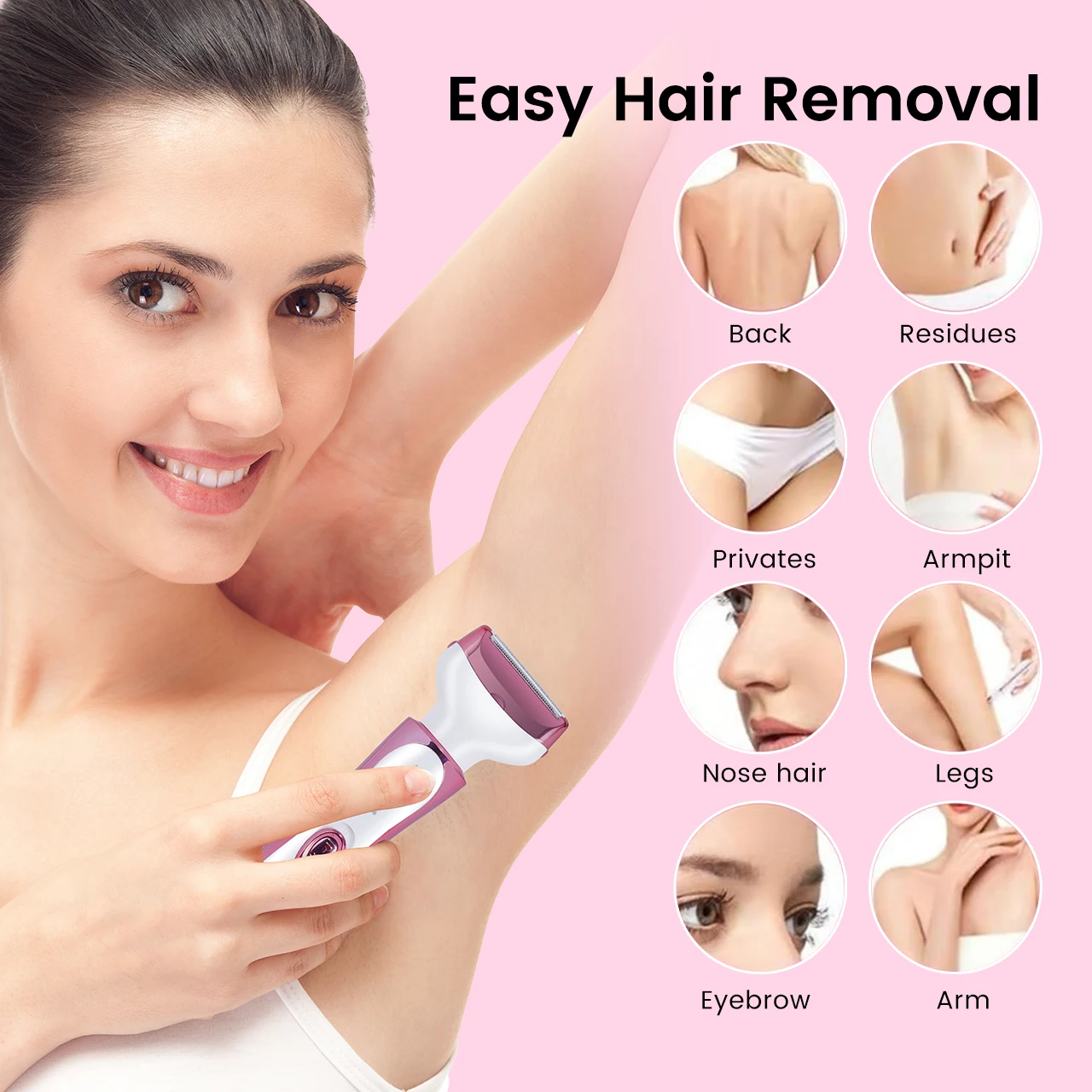 Hatteker 4 In 1 Women’s Hair Remover For Legs Bikini Face Body Kit Wet And Dry USB Rechargeable_voghion.com
