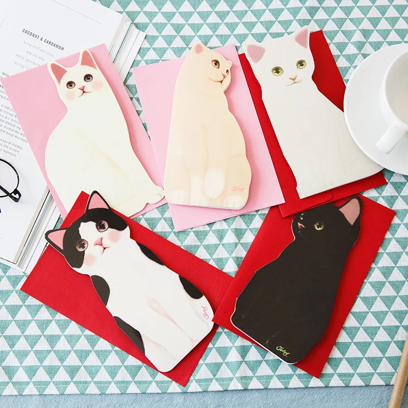 3D Cat Greeting Cards with Envelopes 1pcs for Christmas Wedding Invitations