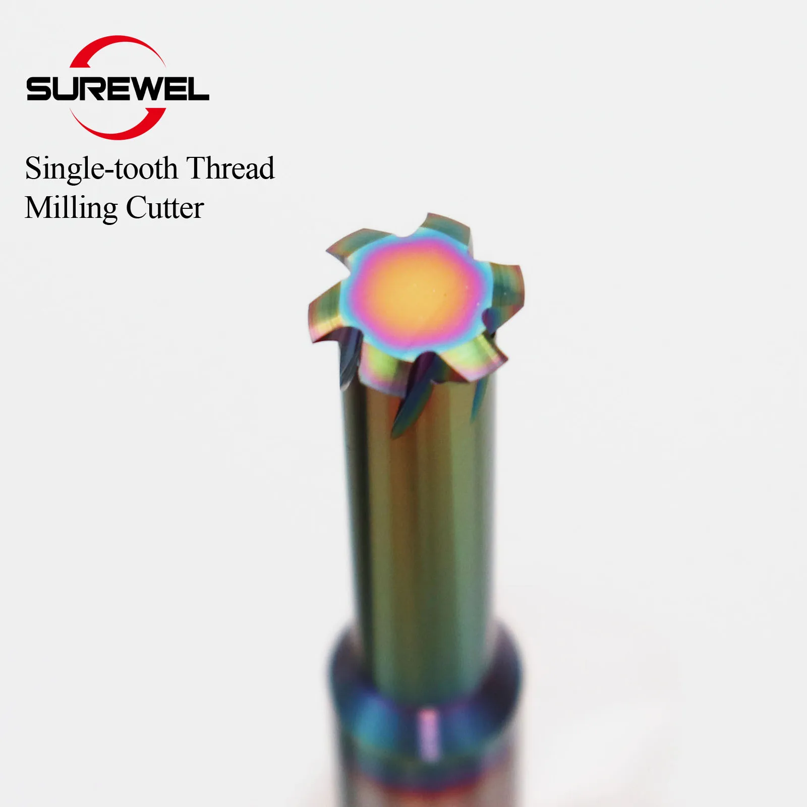 SUREWEL Carbide Thread End Mill Milling Cutters M3 M5 M6 M8 Single Tooth Threading End Mills CNC Boring Cutter For Metal Working