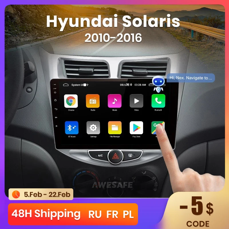 

AWESAFE Wireless CarPlay Android 13 Radio For Hyundai Solaris 1 2010 2011 - 2016 GPS Navigation Stereo Car Intelligent Systems