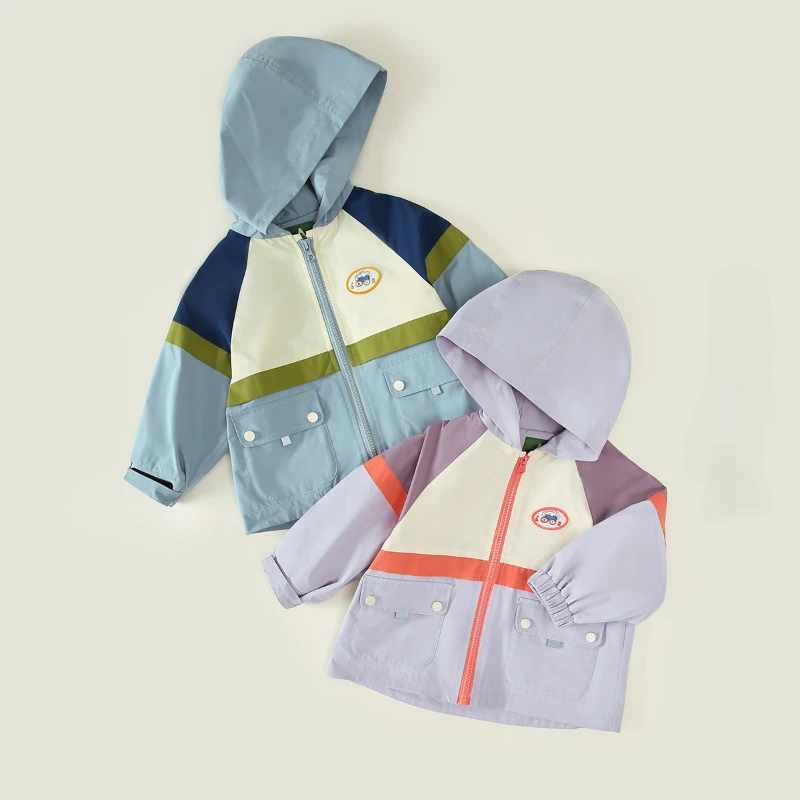 Children Hiking Jackets Long Sleeve Outdoor Windbreaker Hooded Coats Kids Camping Hiking Zipper Outwear Waterproof Clothing