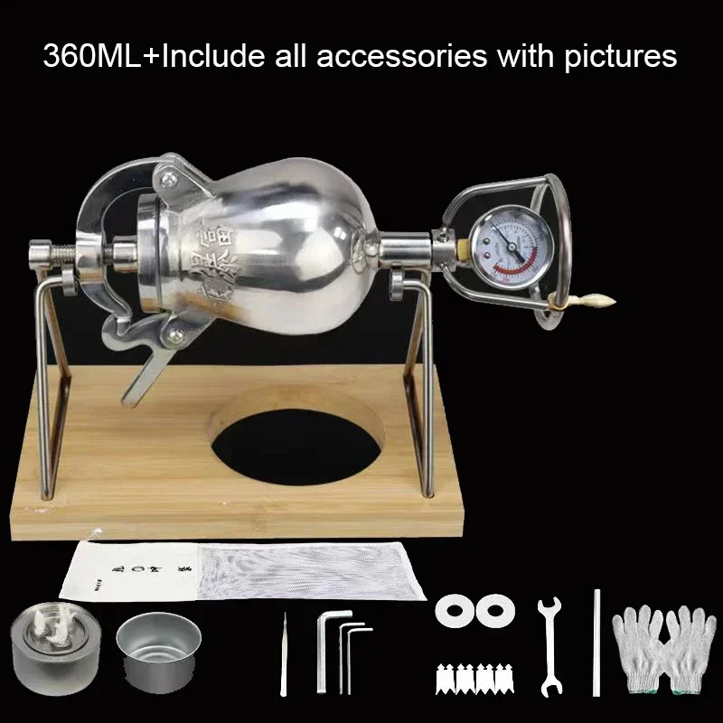 280ML 360ML 380ML Hand Popcorn Machine Open Firing Popcorn Puffing Machine Stainless Steel Mini Popper Manual Maker