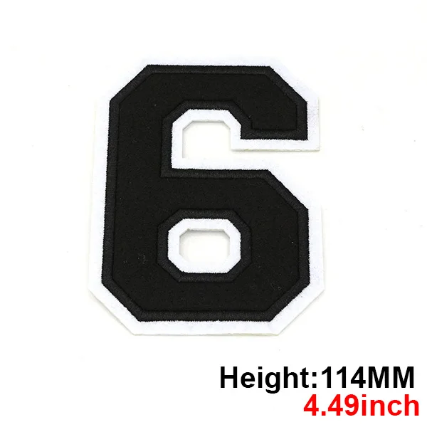 Large Black Embroidered Number Patch 114mm - Iron-On Applique for Clothing, Accessories, and Crafts