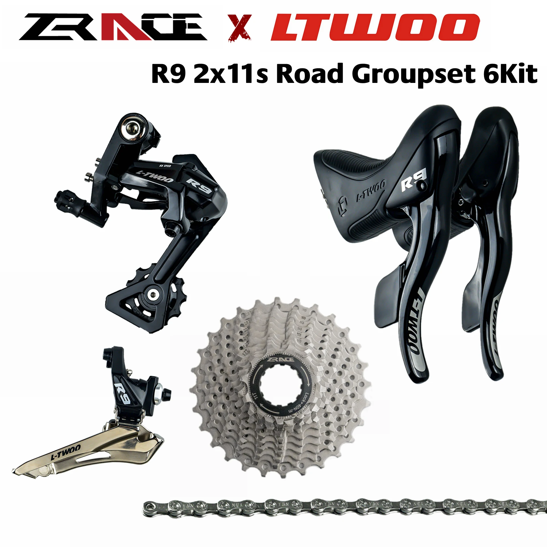 

LTWOO R9 2x11 speed, 22s Road 6Kit, ZRACE 11 s кассета + цепи + переключатель передач + задние переключатели + передние переключатели, 4700,R3000