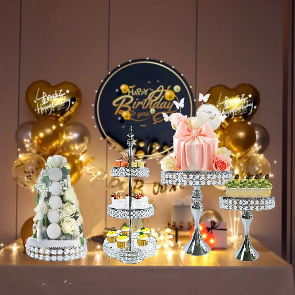 1Pcs/Lot Silver Cake Stand -Dessert Table Display Cake Stands for Tower Plate for Baby Shower, Wedding,Chrismas Celebration