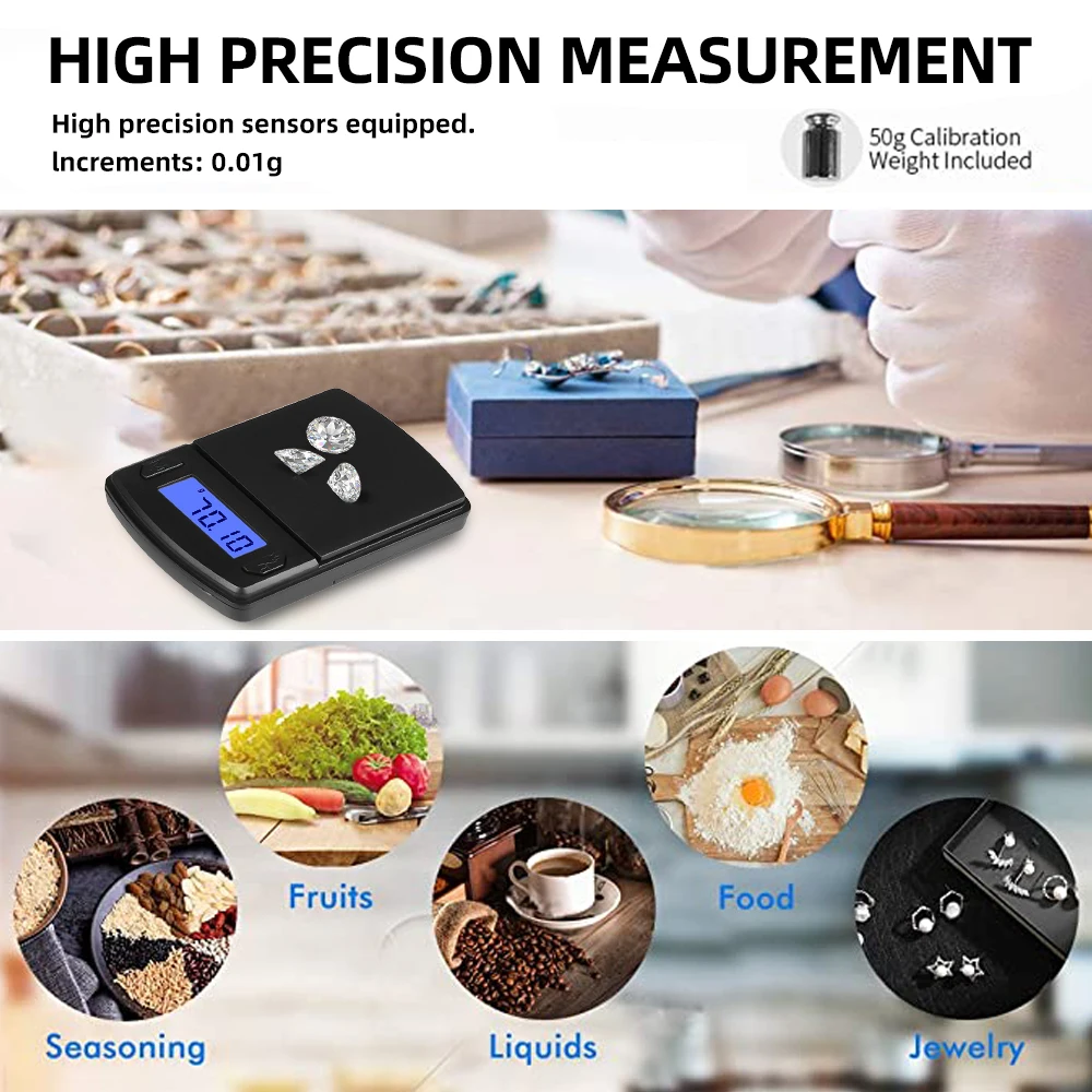 200g/300g/500g X 0.01g Digital Balance Precision Kitchen Scale Electronic Scales Weight Jewelry Accurate Weighing Pocket Scale images - 6