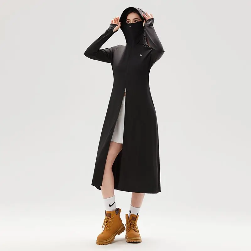 

Женская летняя куртка с капюшоном и молнией, Длинная пляжная куртка с защитой от солнца и УФ-лучей, свободный размер, 2024