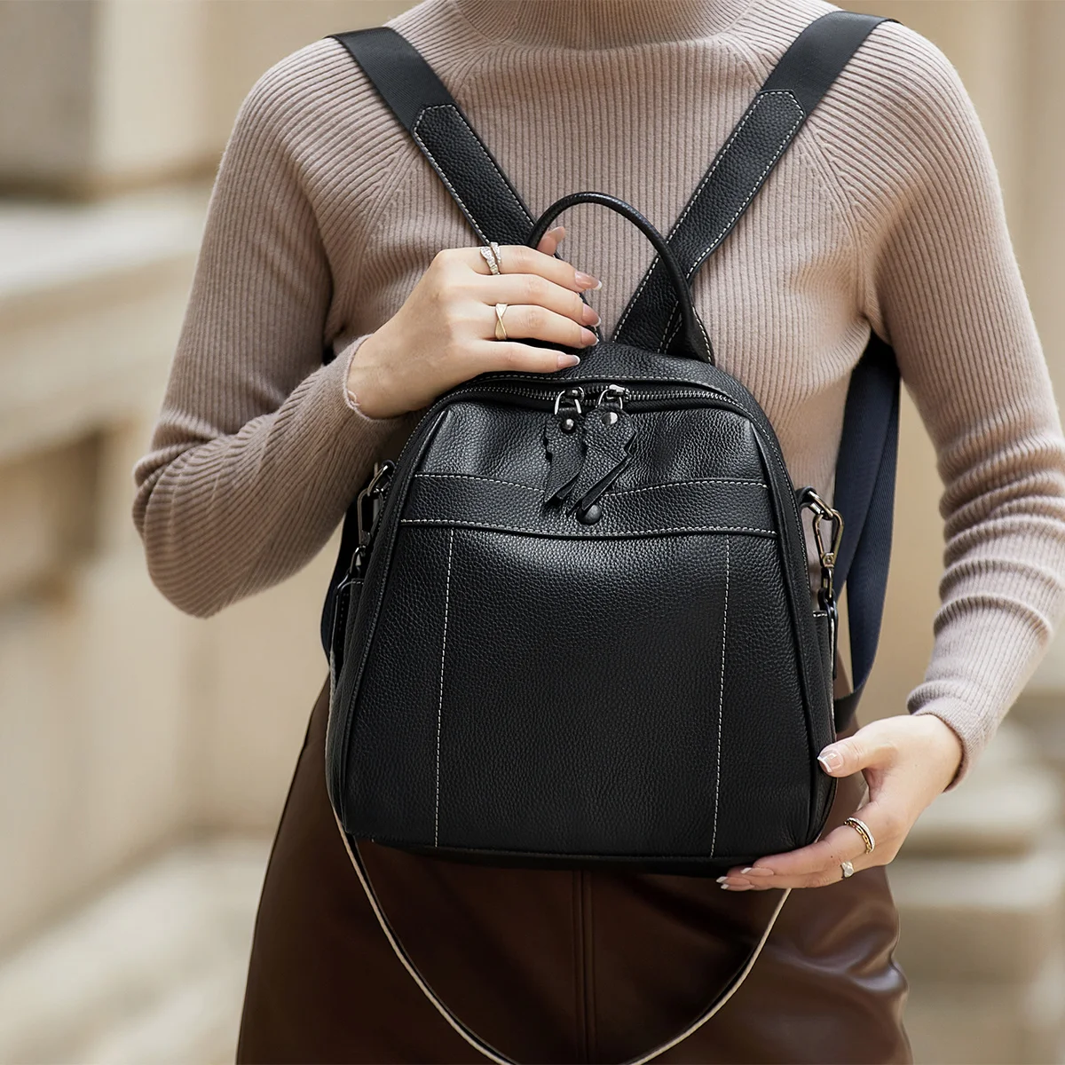Limited & New ZOOLER Cow Leather Backpack Elegant Large Capacity Women Backpack Solid Girl &Travel Bag#SC1670