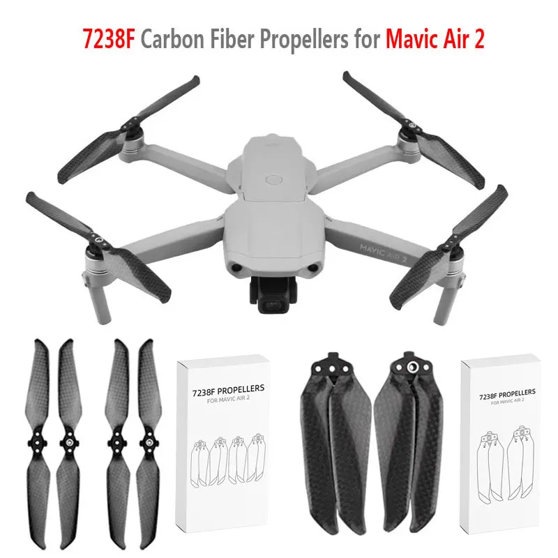7238f Carbon Fiber Propellers For Dji Mavic Air 2/2s Low Noise Props Blade Replacement Durable
