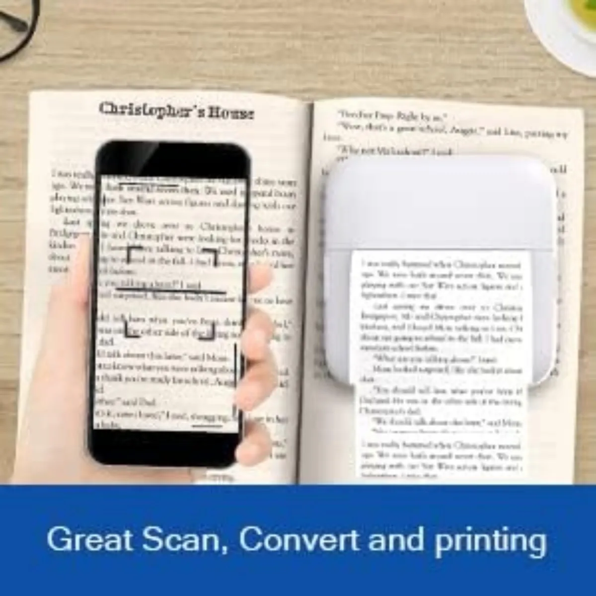 Mini Portable Thermal Wireless Pocket Printer with 13 Rolls of Paper | Print Pictures, Photos, Labels, Text, To-Do Lists，57*25