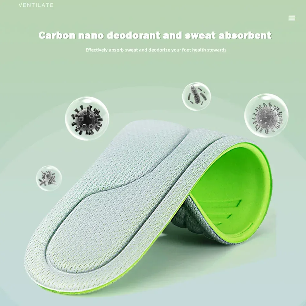 2/4pcs Unisex Nano Memory Foam Insoles Sweat-Absorbing Sports Running Shoes Inserts Soft Deodorant Orthopedic Pads_voghion.com